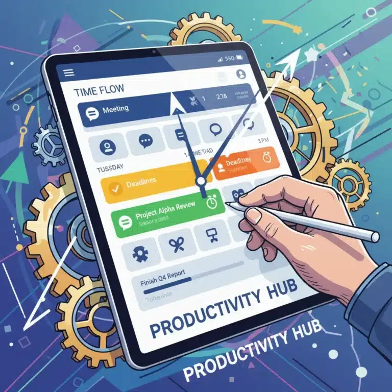 Digital calendar interface with tasks and events, symbolizing advanced time management.
