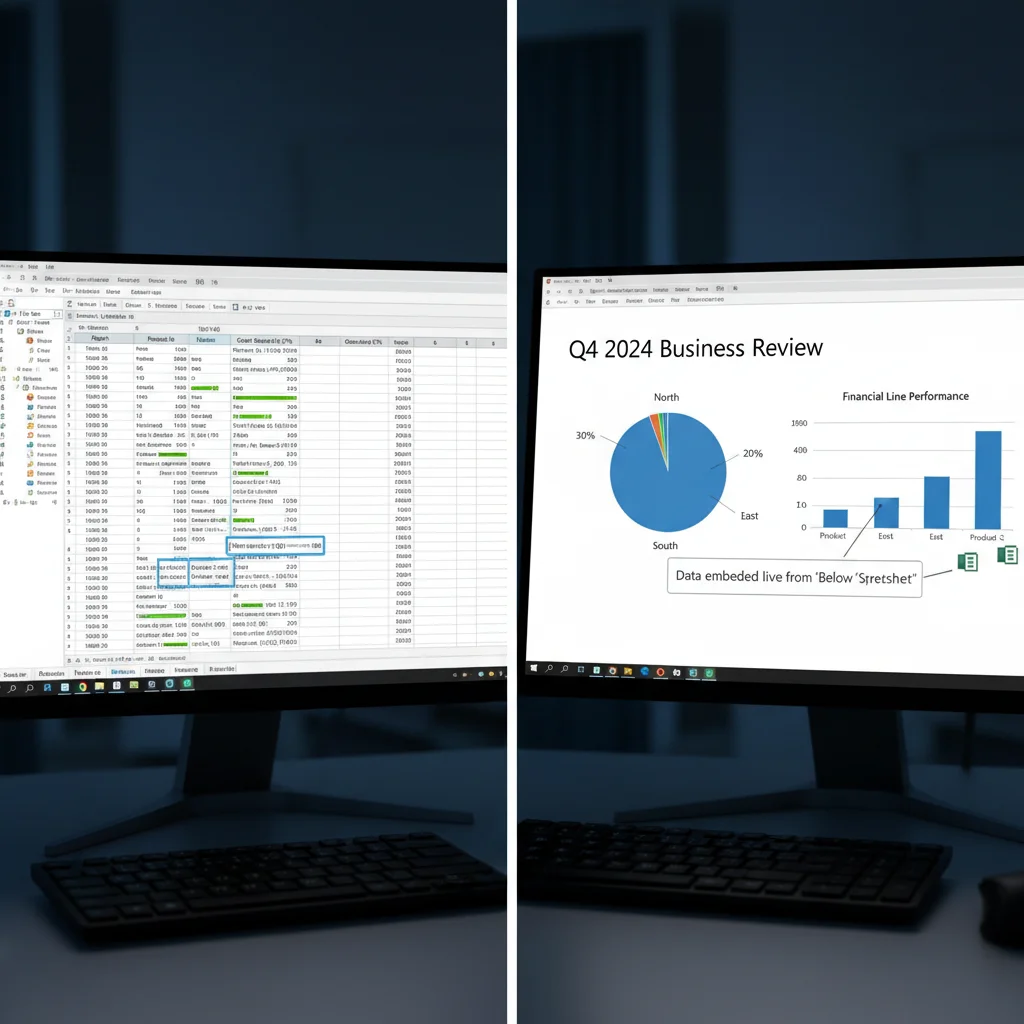 Complex Excel spreadsheet and dynamic PowerPoint presentation demonstrating integration.