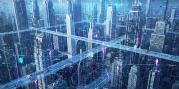 Artificial intelligence transforming US economy by Q3 2026, showing data flows and innovation.