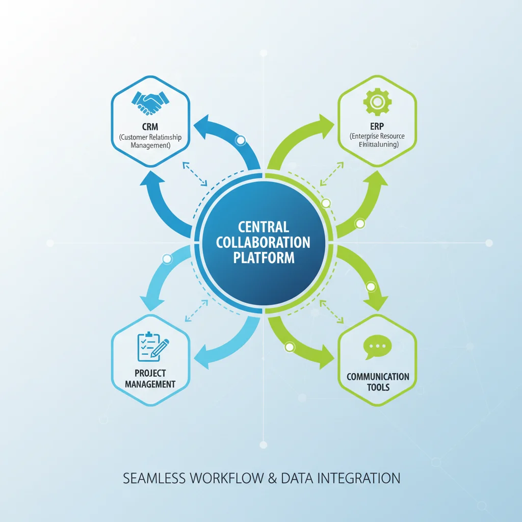 Infographic depicting seamless integration of collaboration platform with other business tools
