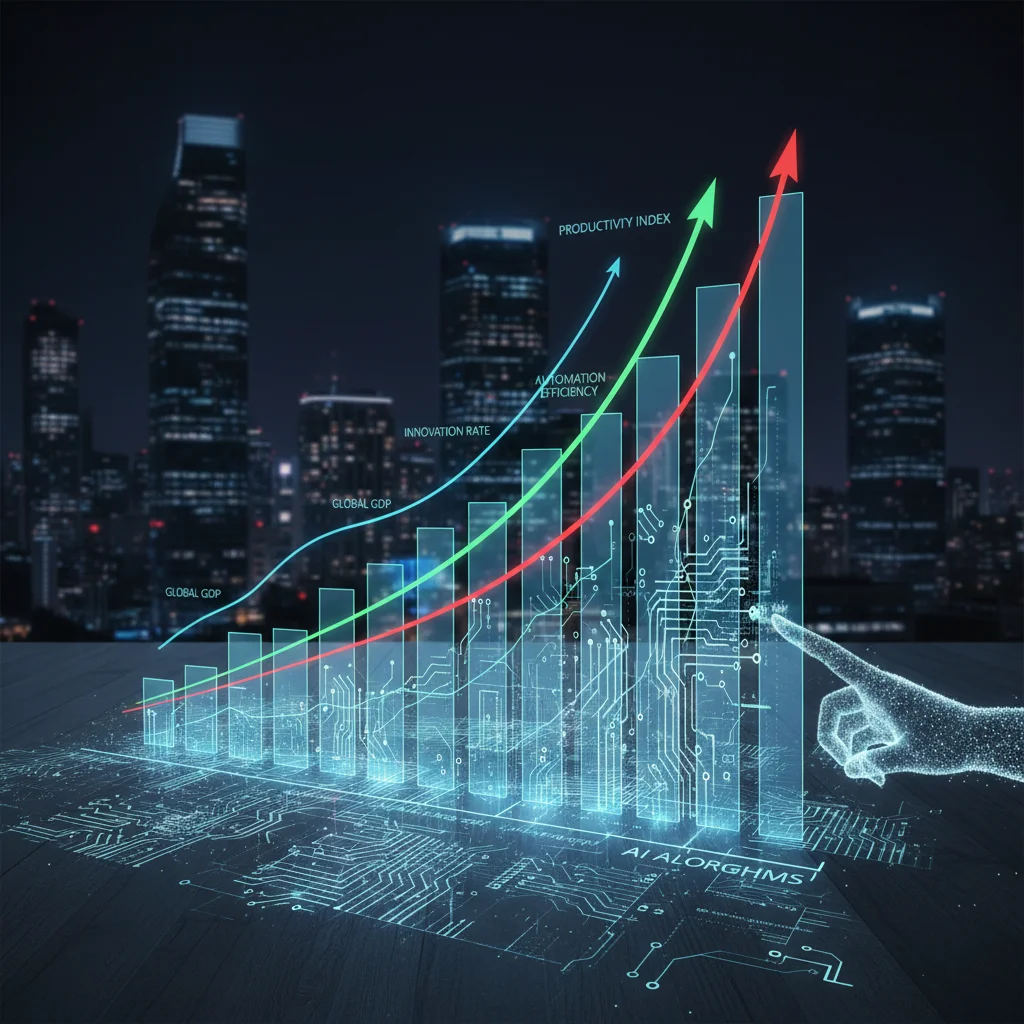 Economic charts displaying increased productivity driven by artificial intelligence.