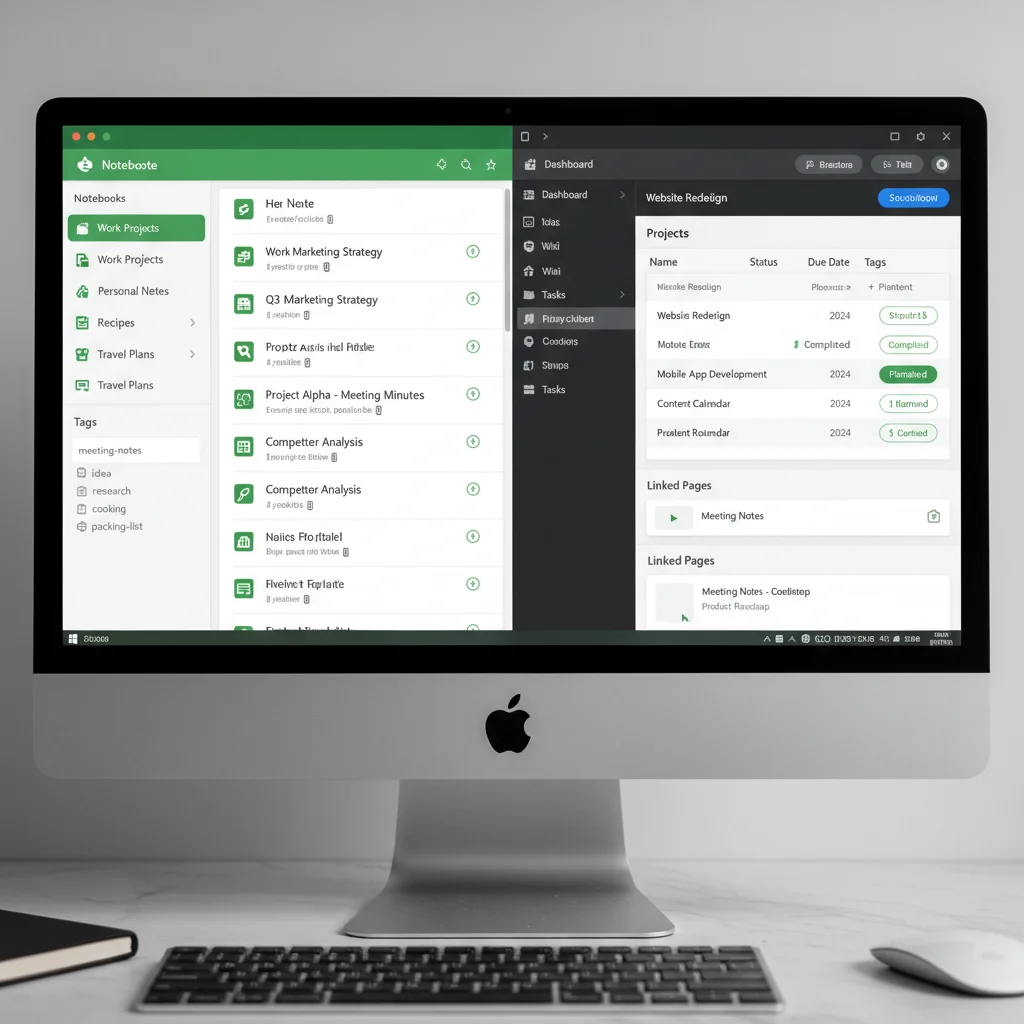 Comparison of Evernote and Notion user interfaces for productivity
