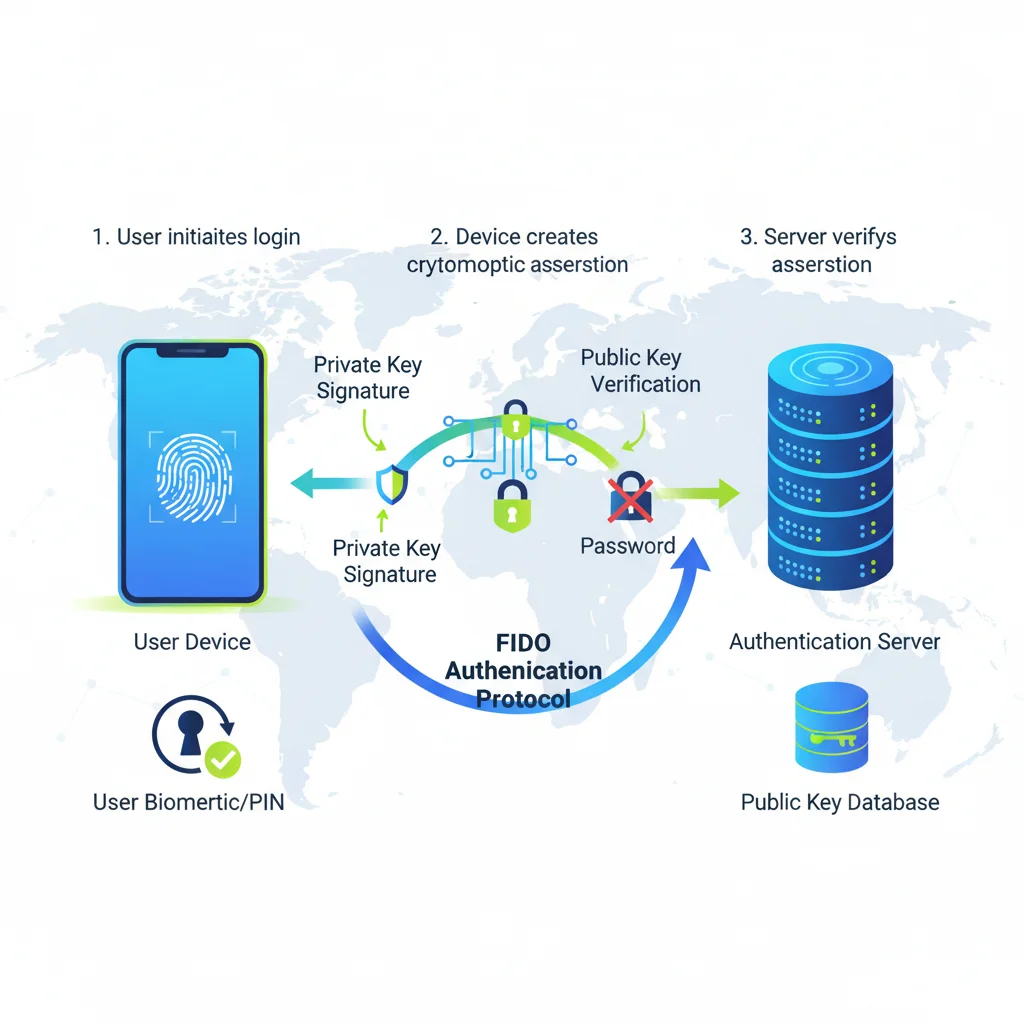 Diagram illustrating the FIDO authentication protocol flow