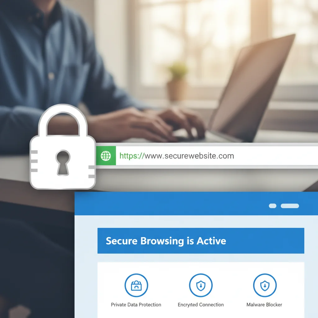 HTTPS padlock icon on a web browser for secure connection