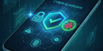 Mobile Antivirus 2026: Top 3 U.S. Solutions Compared Futuristic smartphone with cybersecurity icons, representing advanced mobile protection.