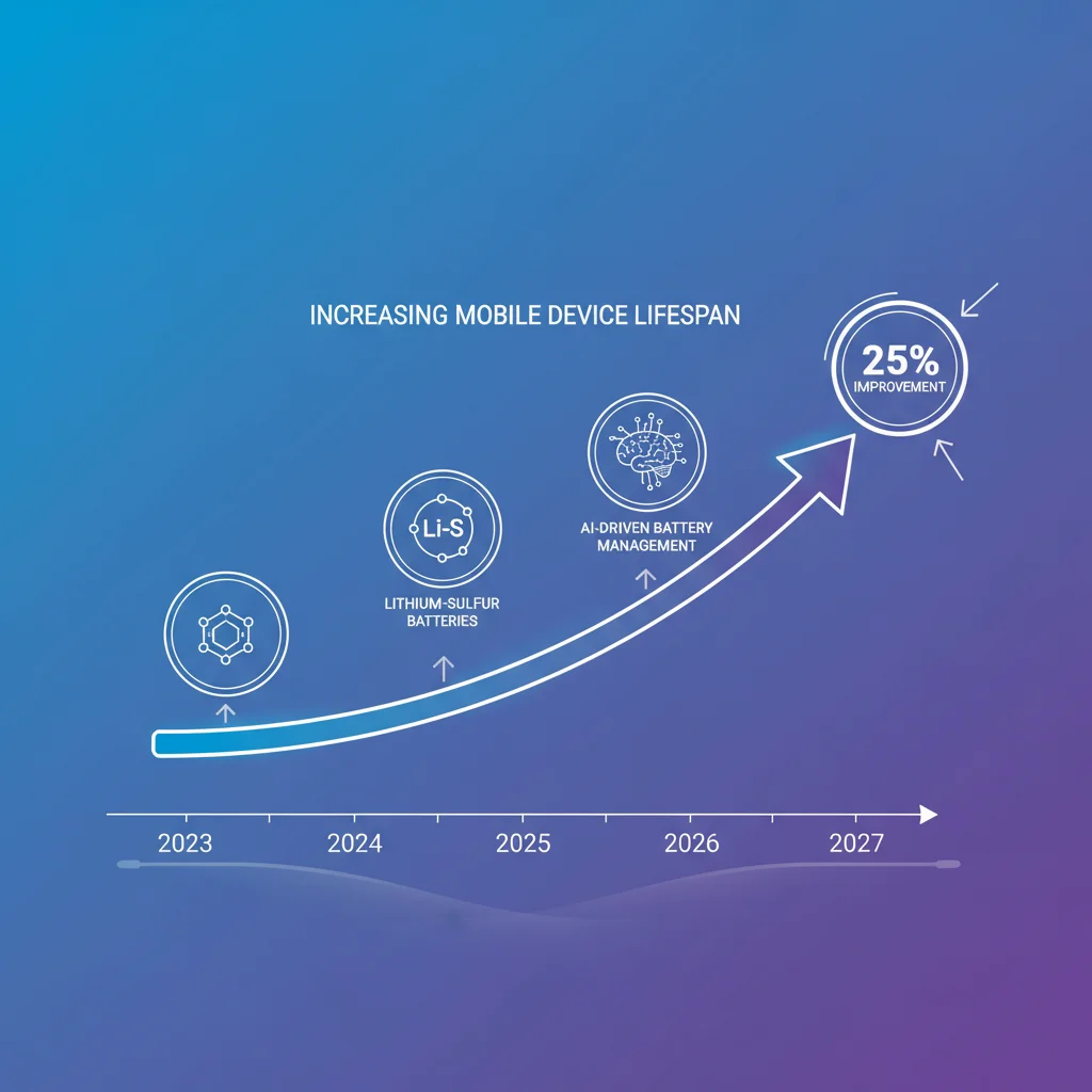 Timeline illustrating mobile device lifespan extension with new battery technologies