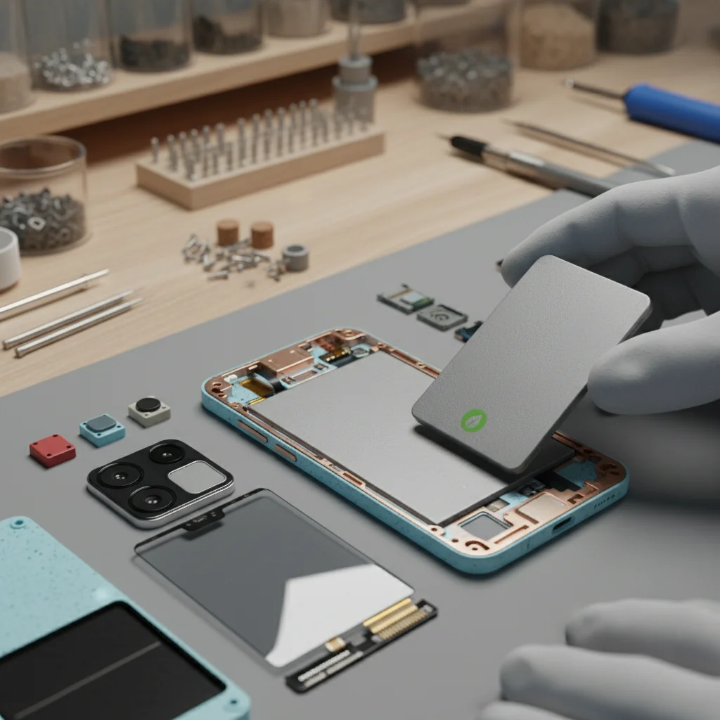 Modular smartphone design emphasizing repairability and component reuse