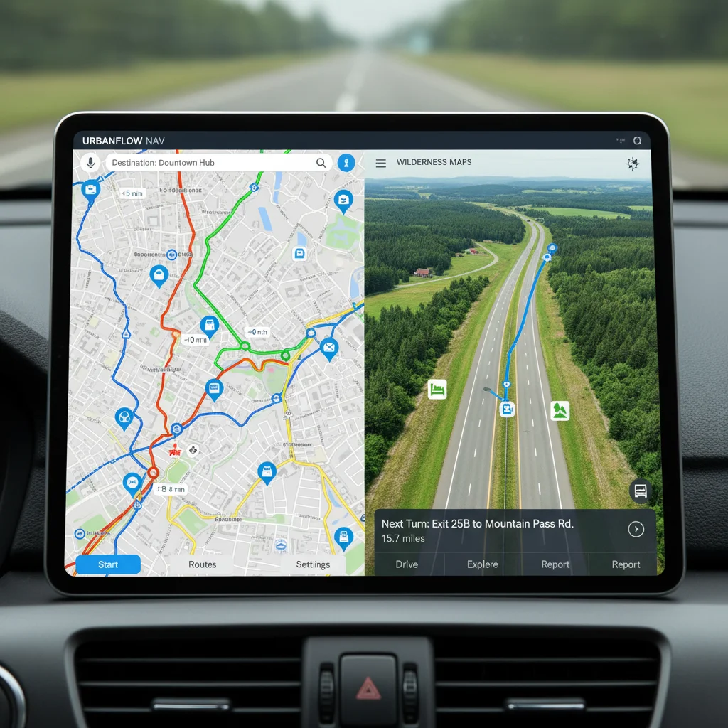 Comparing features of two leading navigation apps on a tablet.
