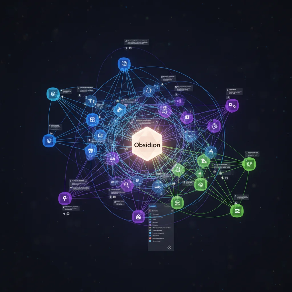 Obsidian knowledge graph visualizing interconnected notes and ideas