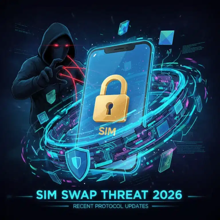 Digital security padlock on a smartphone, representing SIM swap protection.