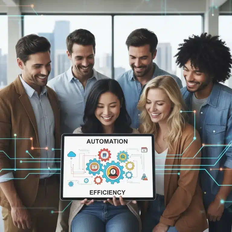 Small business owners utilizing workflow automation tools for increased efficiency