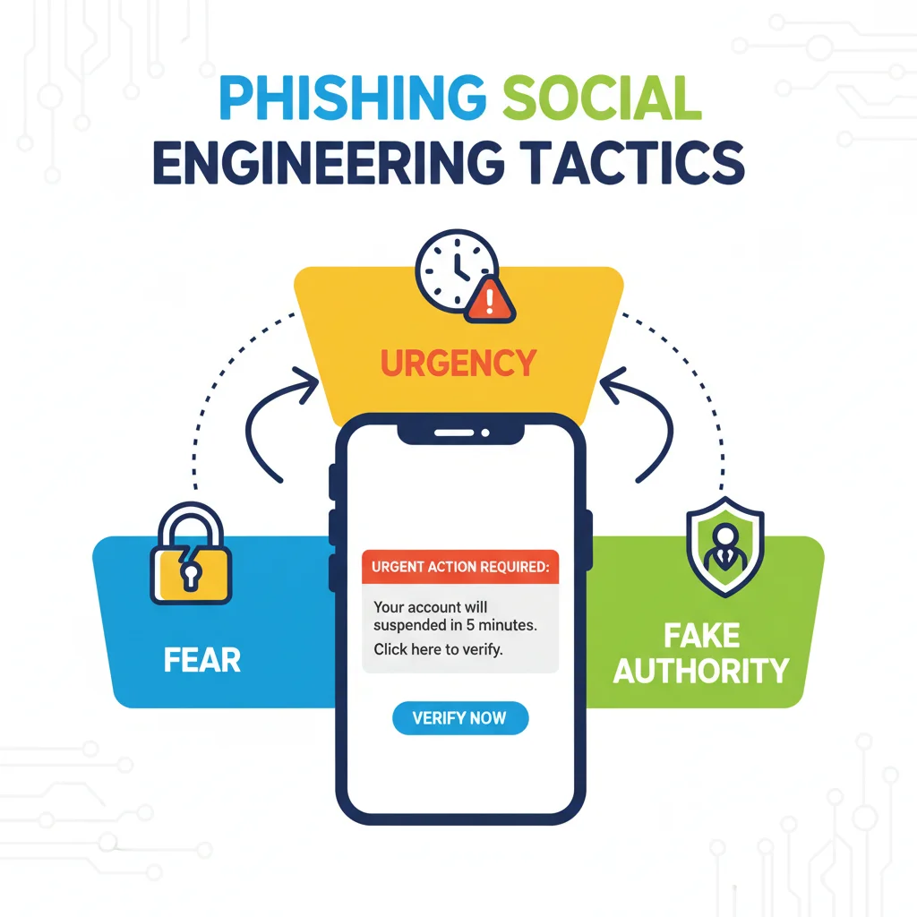 Infographic showing social engineering tactics used in mobile phishing.