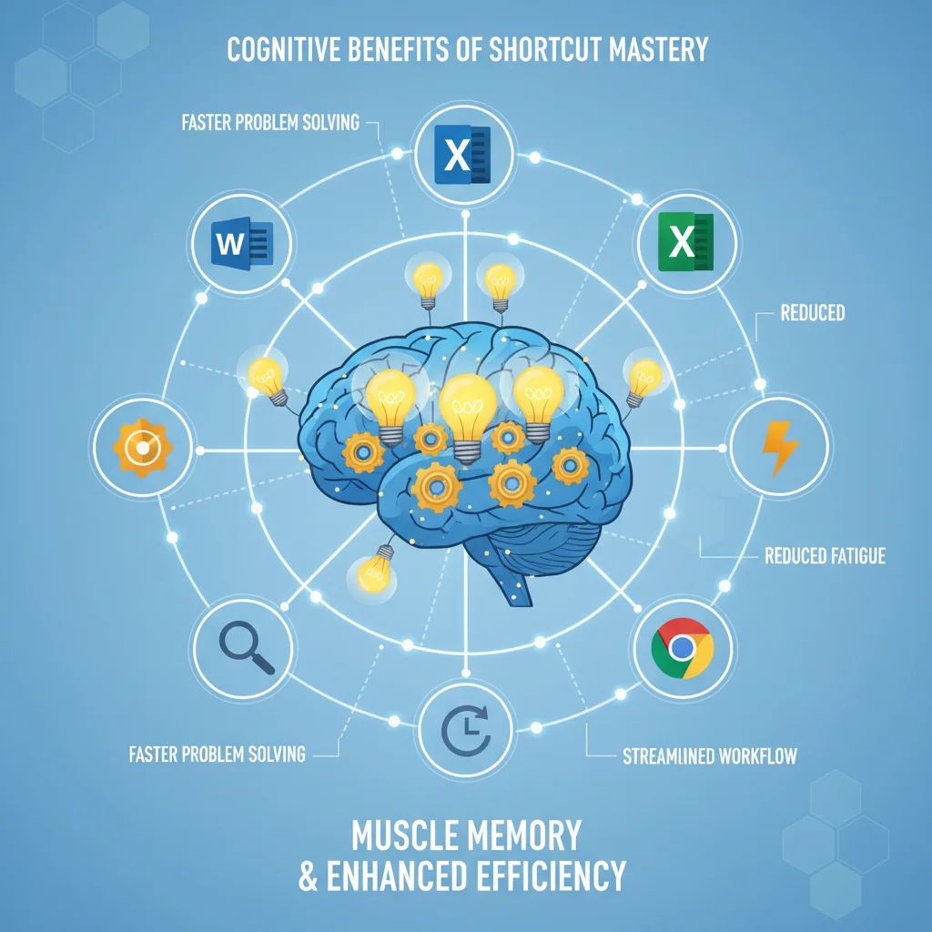 Cognitive benefits and muscle memory development from consistent keyboard shortcut usage.