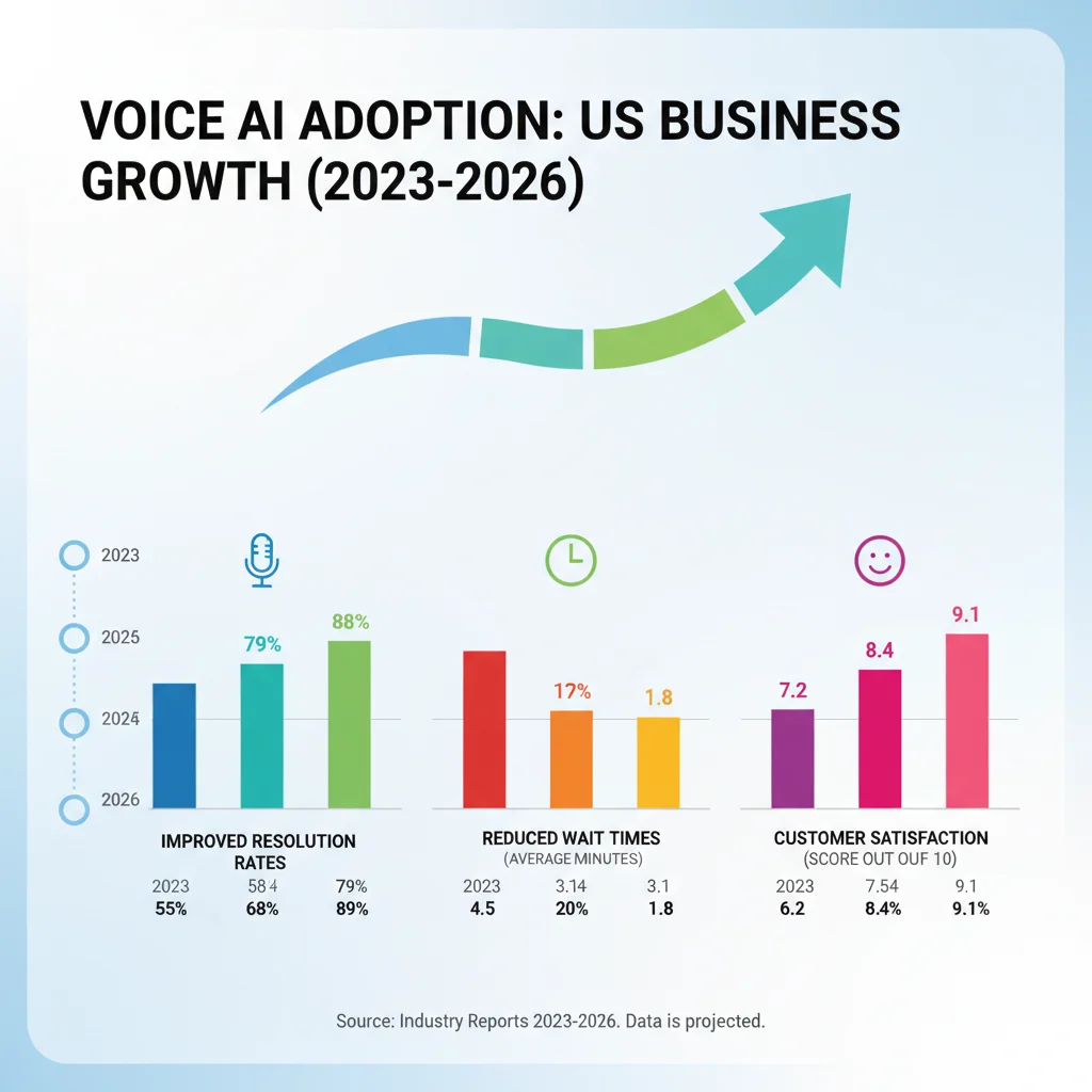 Infographic showing growth of Voice AI adoption in US customer service