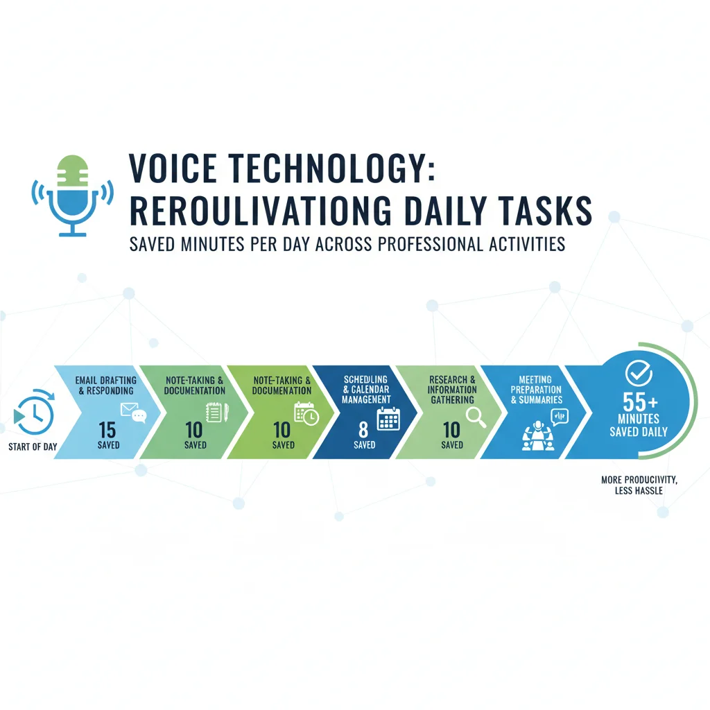 Infographic showing time saved with voice technology across professional tasks.