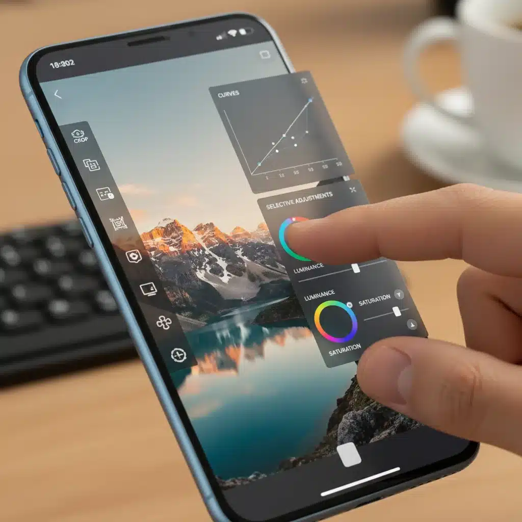 Detailed interface of a professional photo editing app on a smartphone