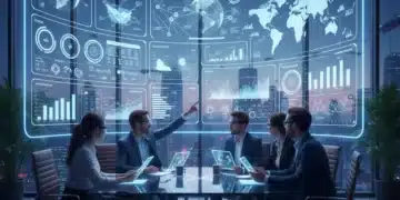 Futuristic dashboard showcasing advanced data visualization for business insights