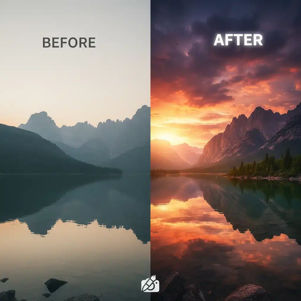 Before and after comparison of a photo edited with a top app