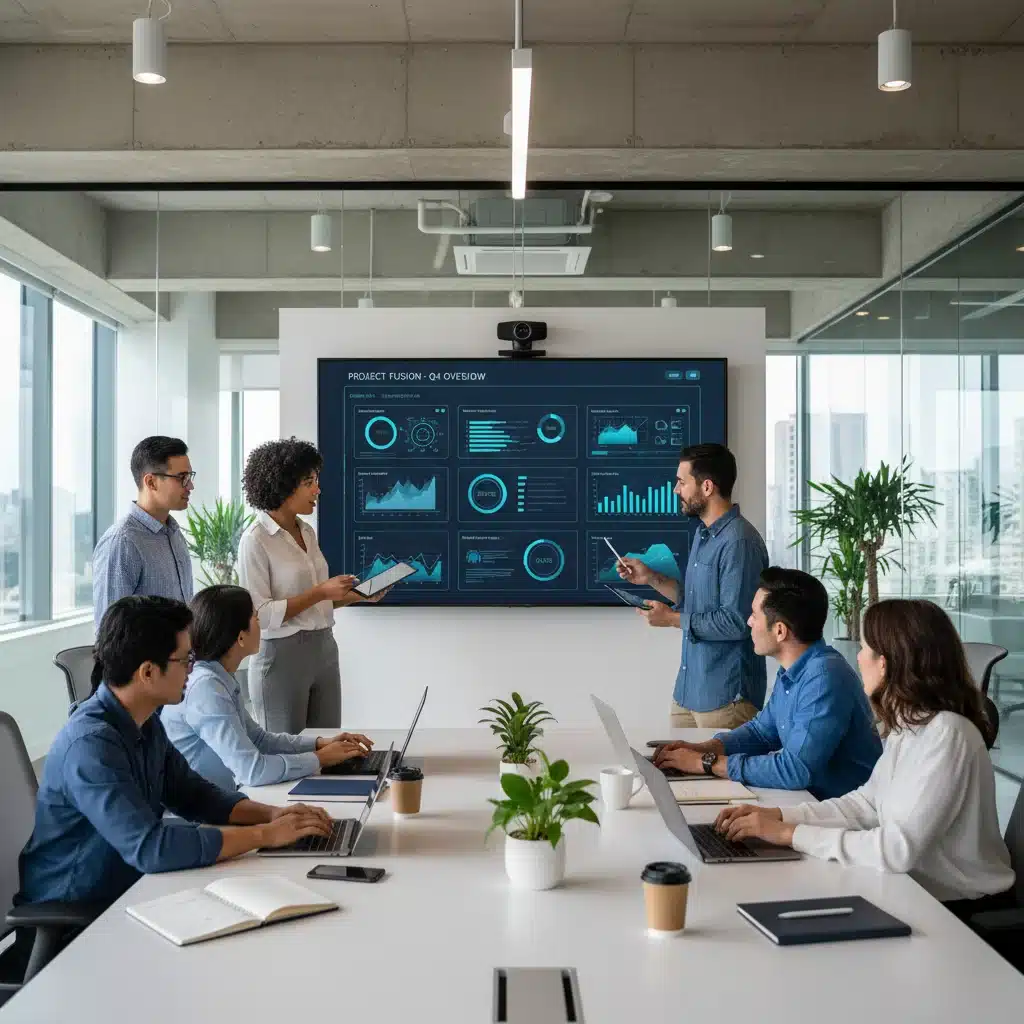 Team collaborating effectively using project management software dashboard
