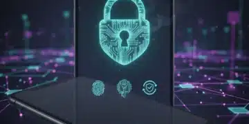Advanced two-factor authentication methods for mobile security in 2026, showing a digital padlock and smartphone.