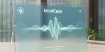 MindCalm Meditation App Q1 2026 update interface on a tablet with calming digital elements.