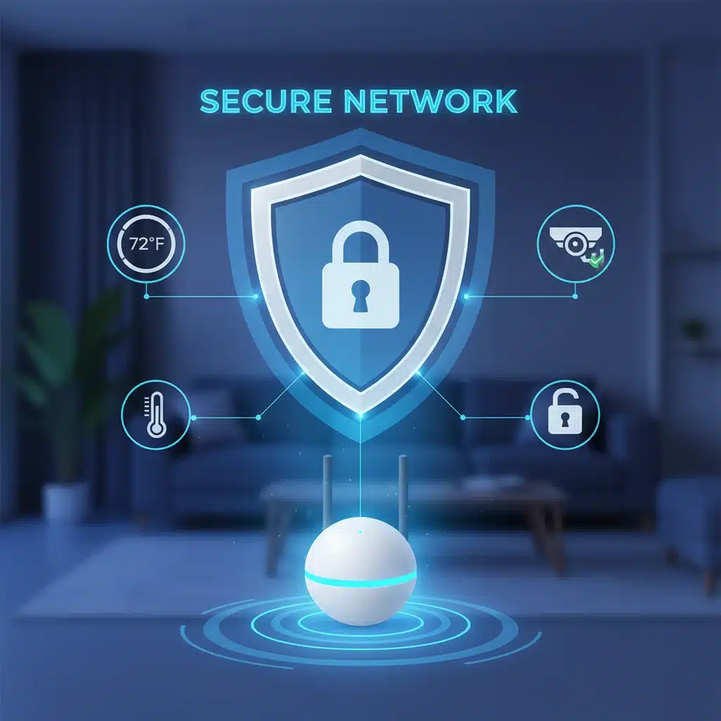 Secure smart home network with connected devices and digital shield