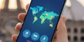 TravelEasy app interface on a smartphone, showcasing global trip planning features and destination highlights.