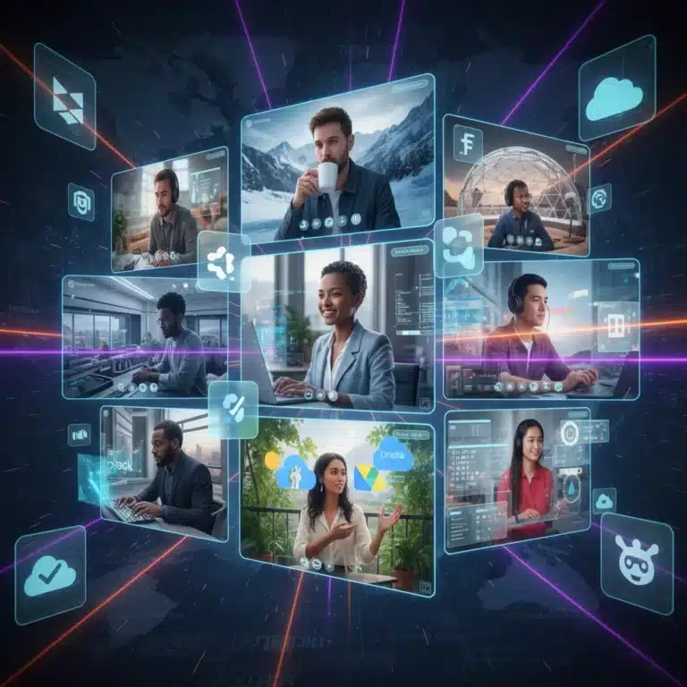 Diverse remote team collaborating seamlessly using cloud tools