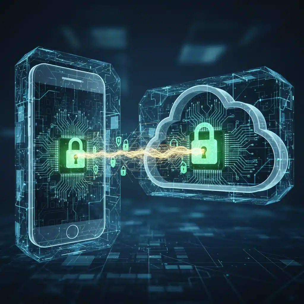 Encrypted data flow between iPhone and secure cloud server