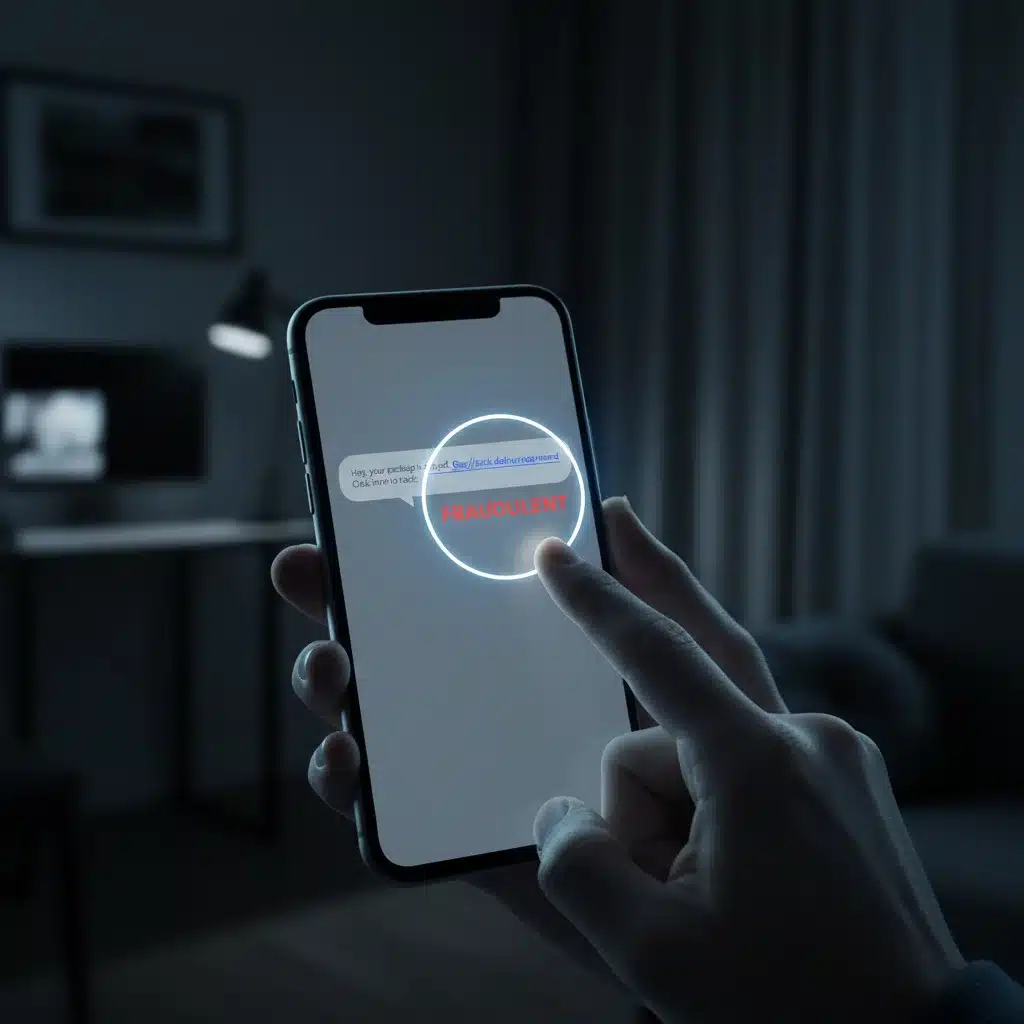 User identifying a suspicious link in a mobile text message